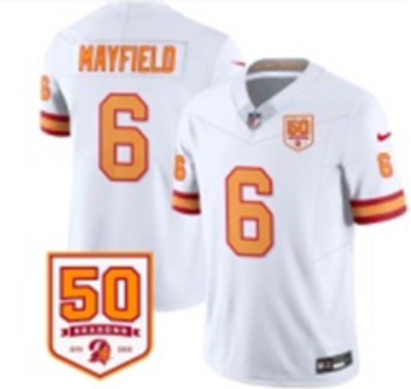 Men 2026 Nike Tampa Bay Buccaneers #6 Mayfield White 5th generation Throwback Limited NFL Jersey 002->tampa bay buccaneers->NFL Jersey